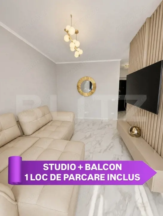 Apartament o camera, 31,70 mp + Balcon 6 mp, TVA INCLUS, zona Sud