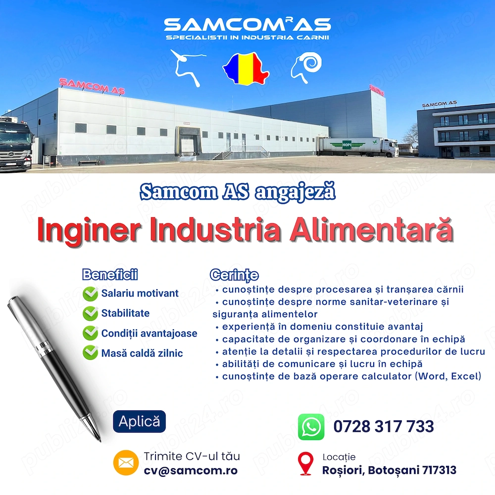 Angajam Inginer Industria Alimentara plus alte posturi VEZI IMAGINILE