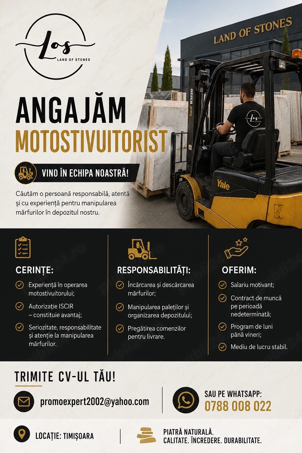 Angajam motostivuitorist in Timisoara
