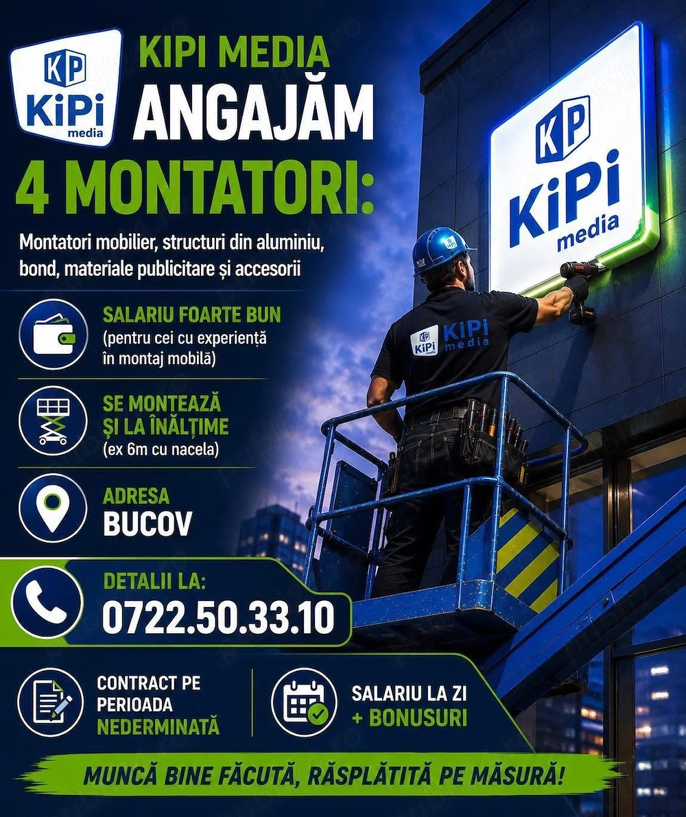 Angajam MONTATORI  COLANTATORI  montatori mobilier  operatori productie publicitara