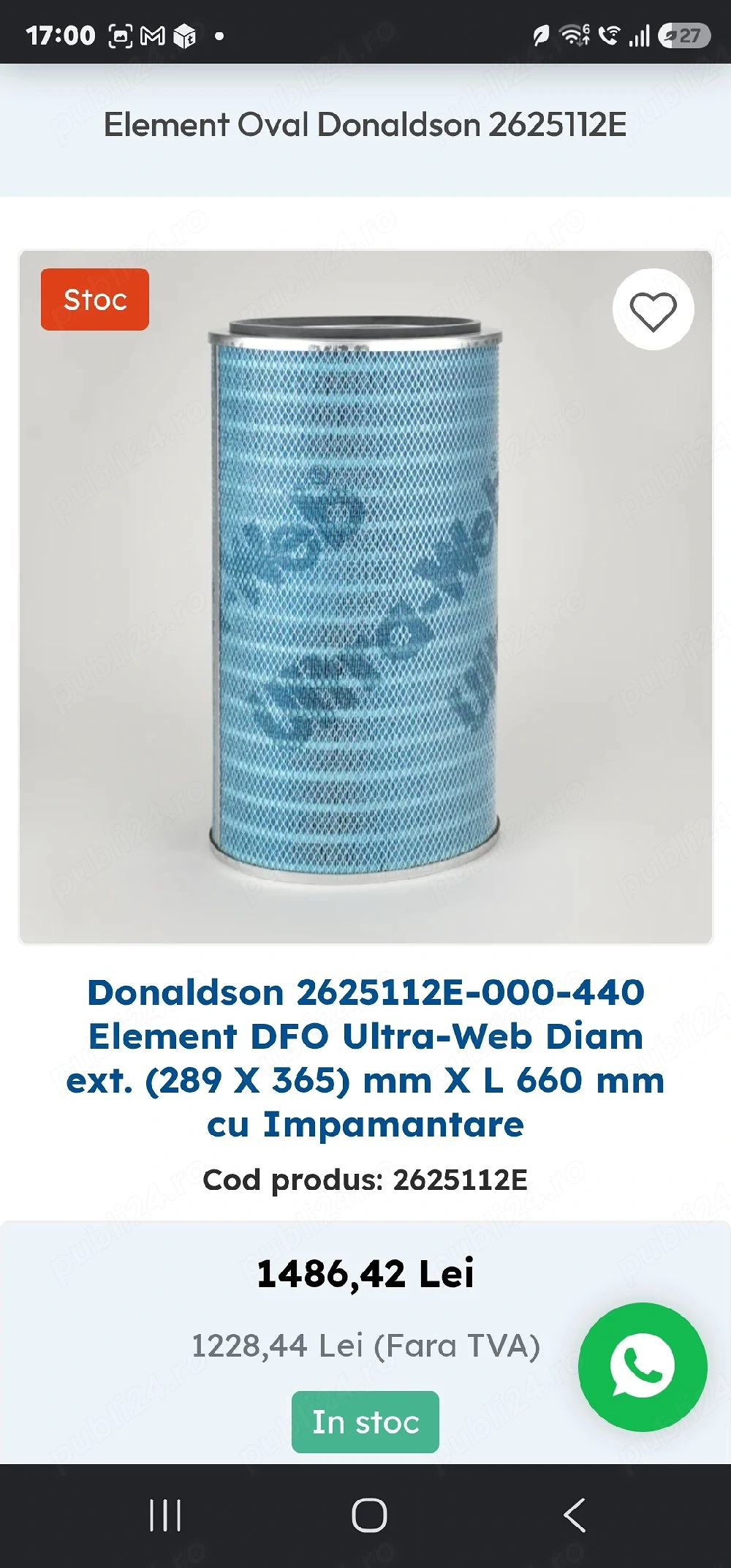filtru aer Donaldson Dustclass M 2625112 23L11