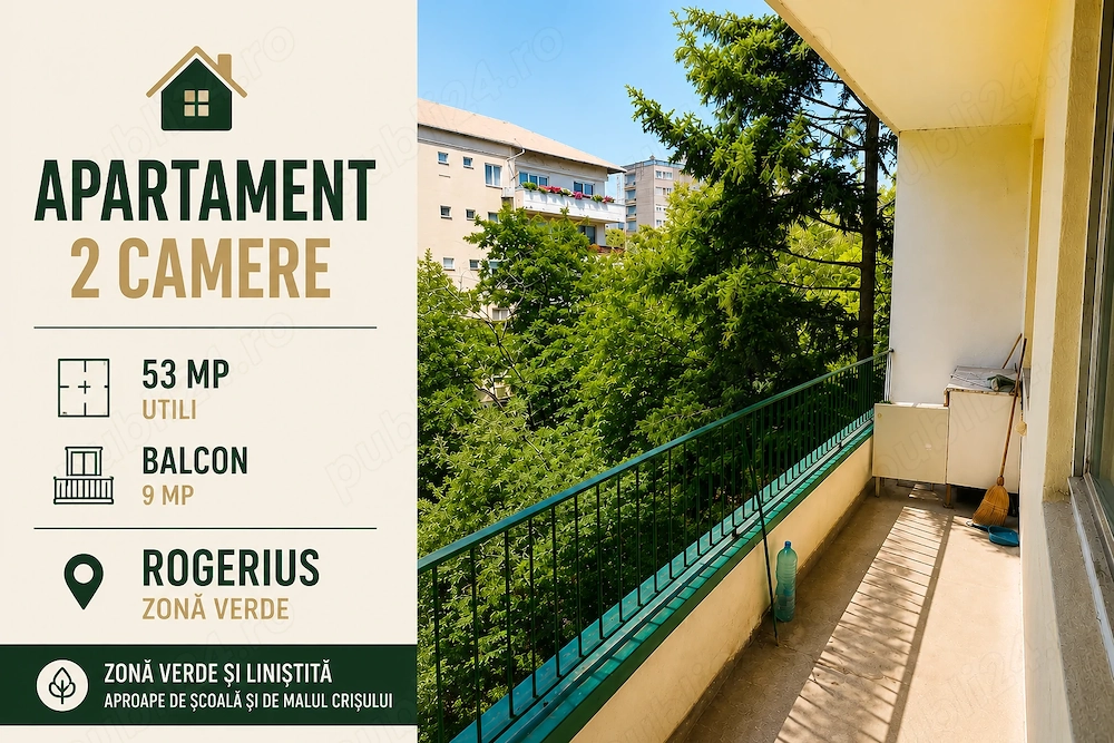 Proprietar | 2 camere, 53 mp + balcon 9 mp | Etaj 2 | Rogerius