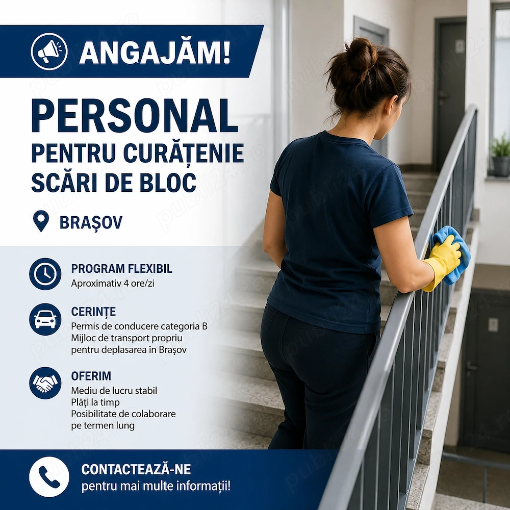 Căutăm personal curățenie scări de bloc