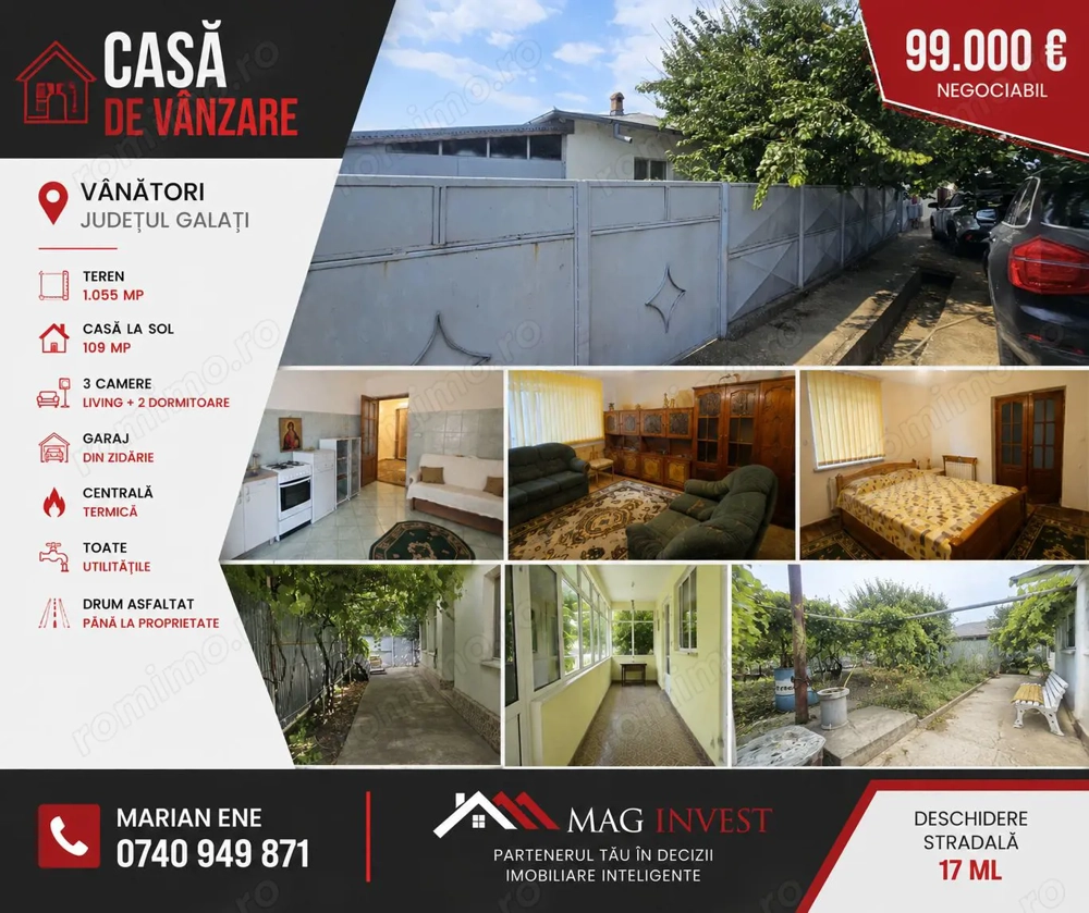 Casa la sol cu teren 1055 mp si livada - Vanatori, Galati