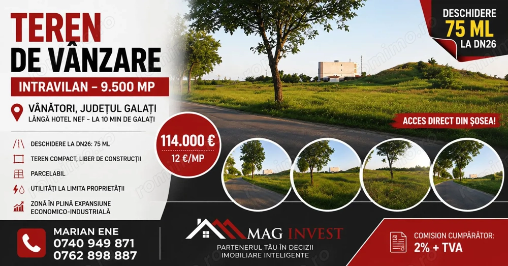 Vânzare teren intravilan – 9.500 mp, DN26 -Padurea Garboavele, Tulucesti