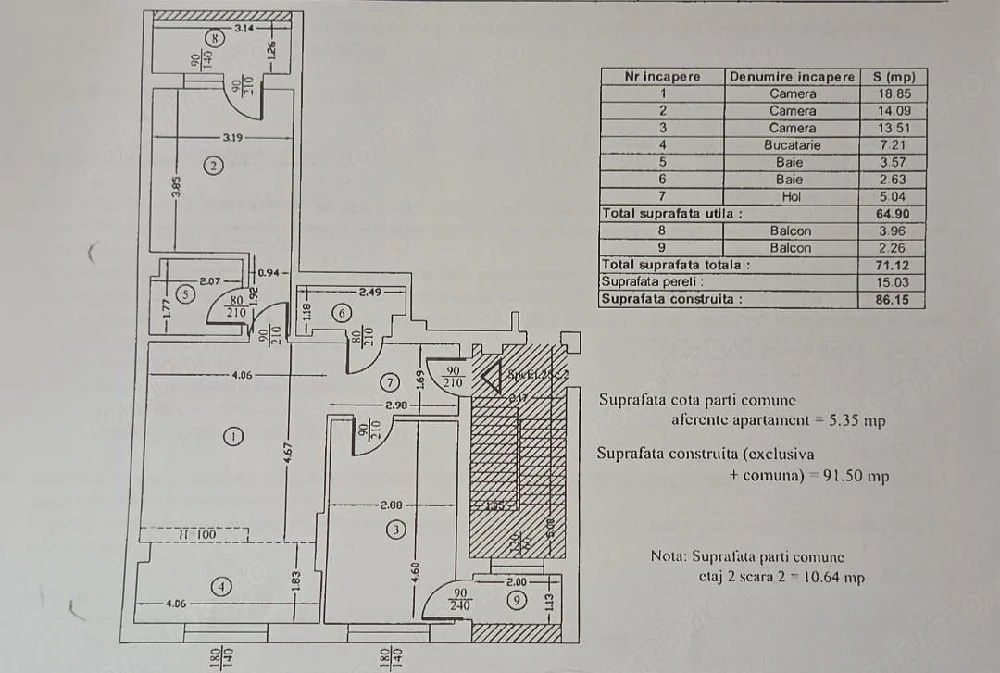 Vând apartament cu 3 camere 