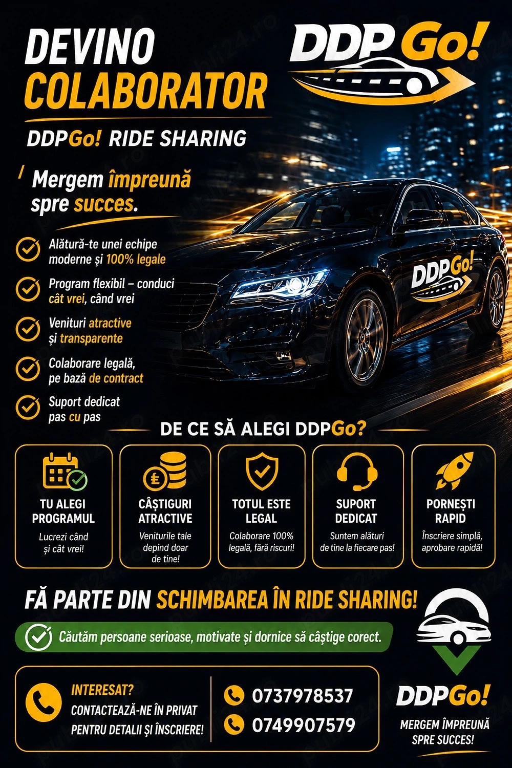 Angajăm Șoferi Parteneri Uber & Bolt   Câștiguri Atractive și Program Flexibil!