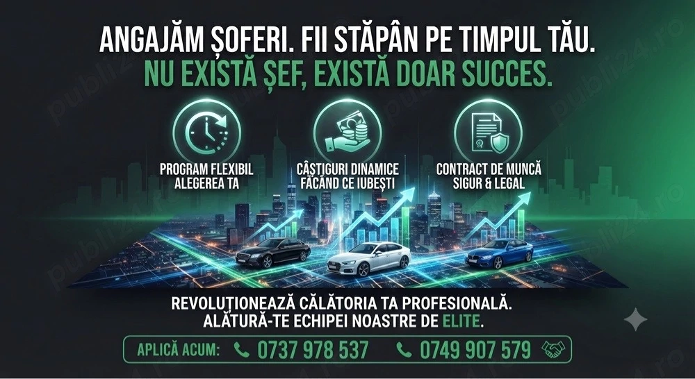 Partener Uber Bolt: Angajăm șoferi serioși cu contract legal. Mergem împreună spre succes!