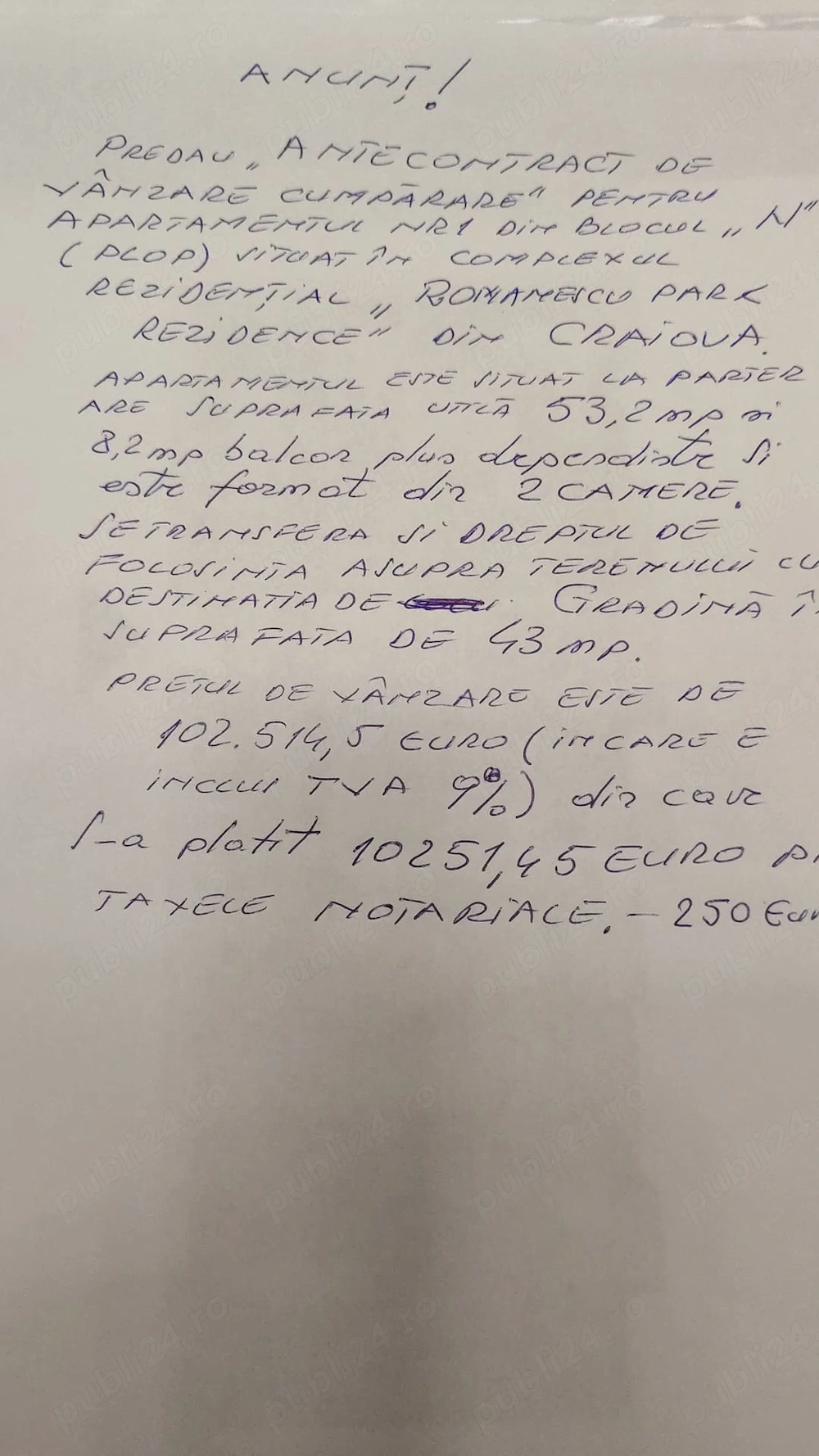 predare antecontract