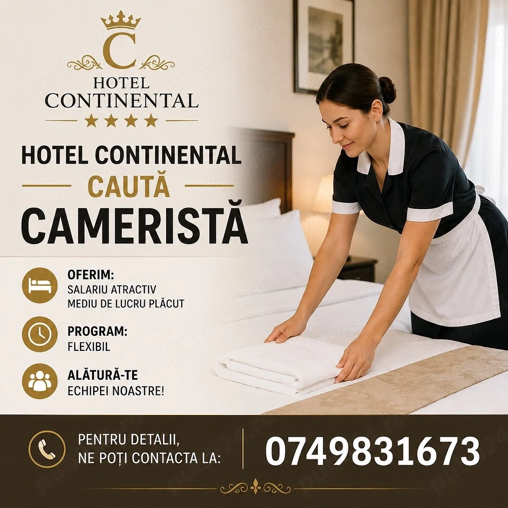 Angajam Camerista pentru Hotel