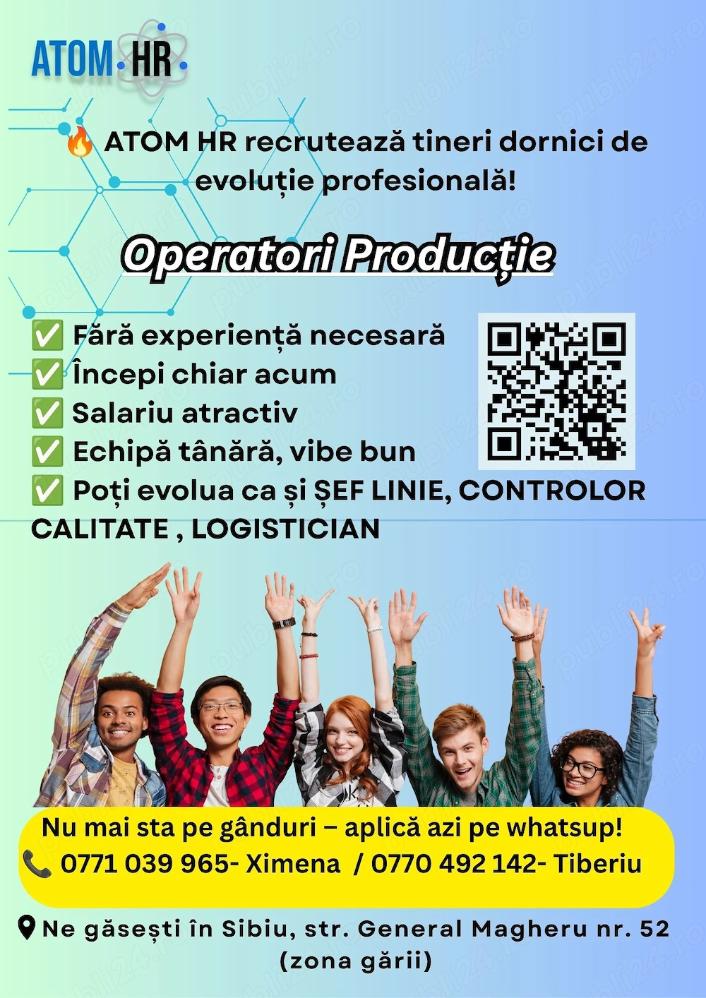 Angajăm tineri fără experiență pe postul de Operatori Producție!