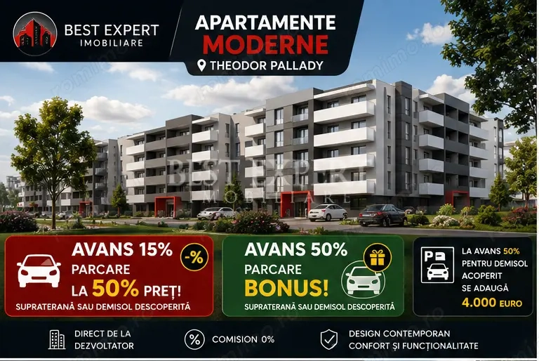  Apartament 2 Camere Premium | Th Pallady| La avans 50% Parcare Bonus 
