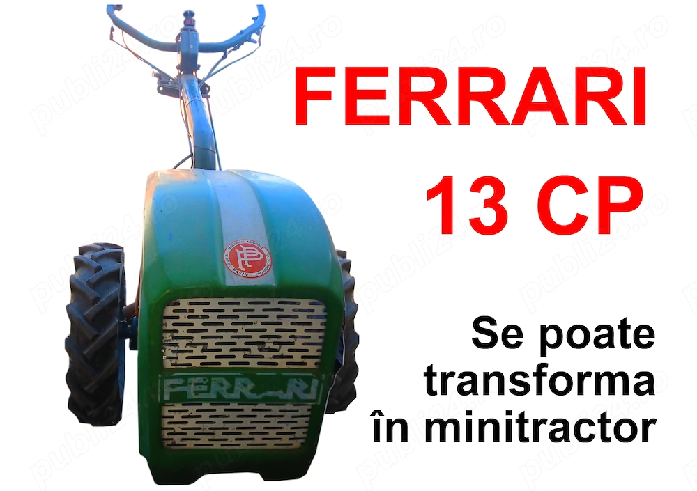 Motocultor Ferrari 13 CP , motor Lombardini + freză originala + plug, funcțional