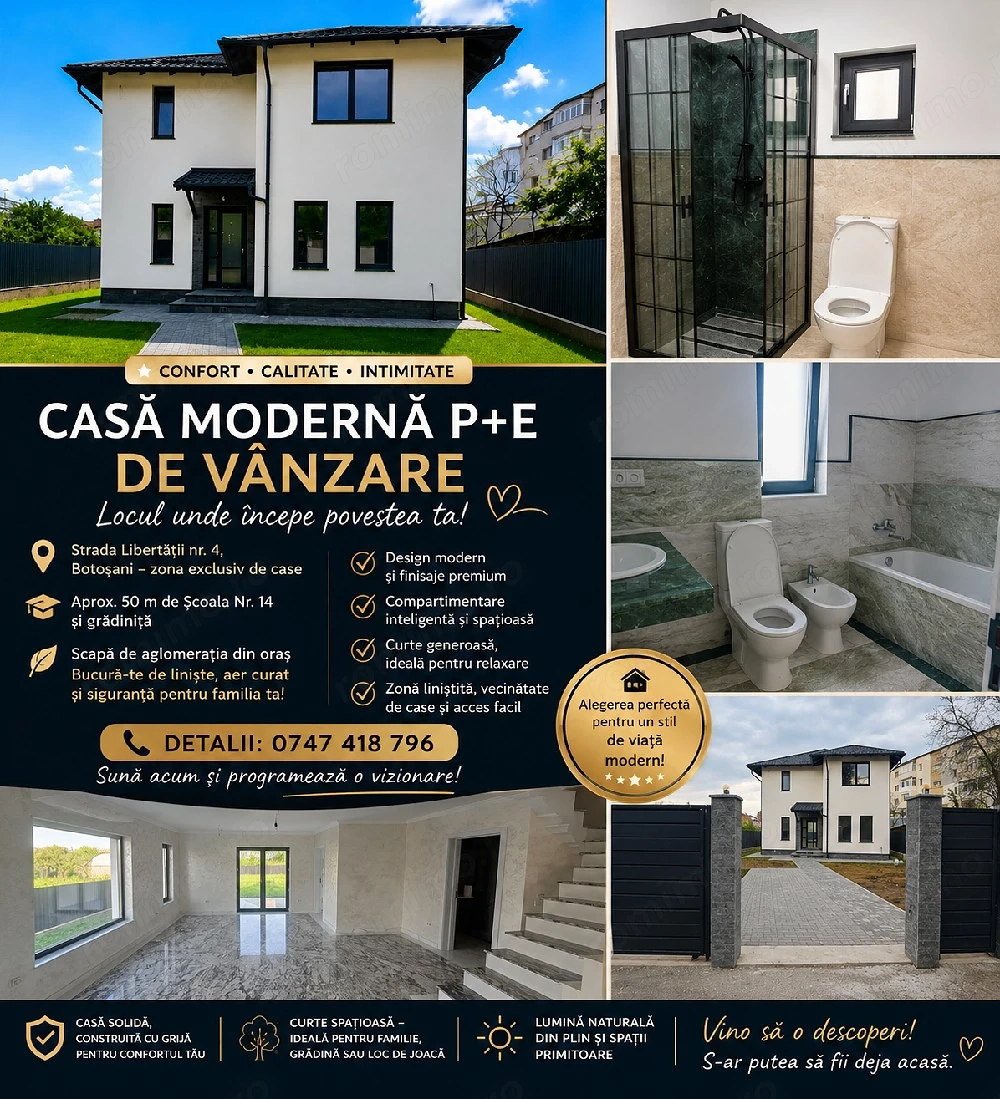 Casă modernă de vânzare   Botoșani   zona Împărat Trăian
