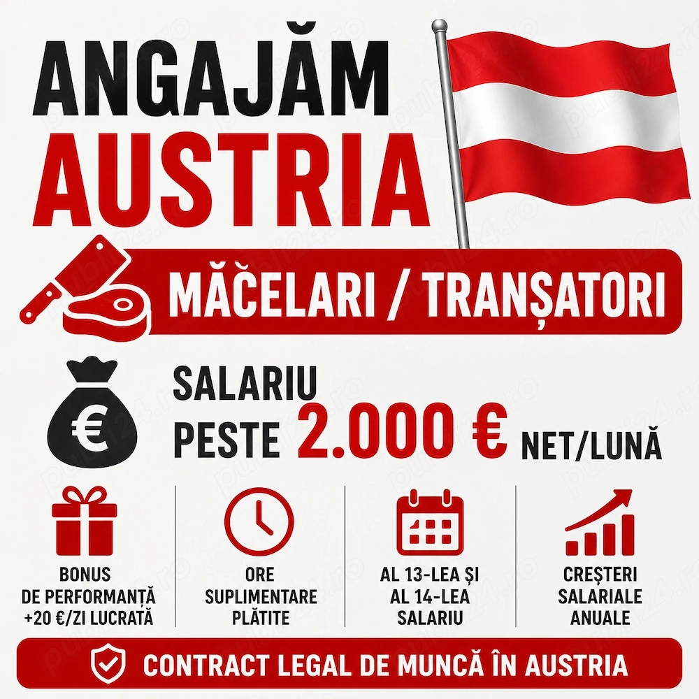 Măcelari   Tranșatori pentru Austria - Locuri de Muncă în Străinătate