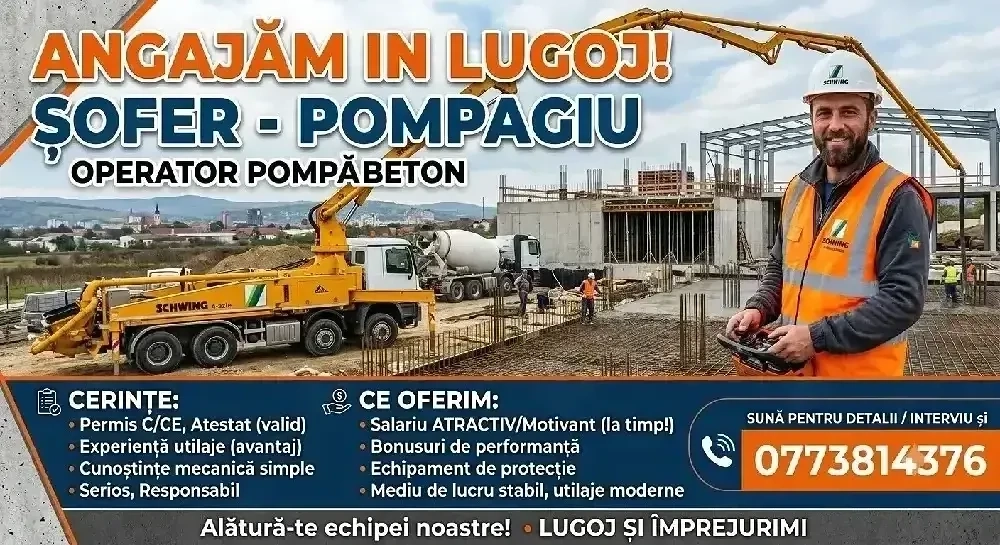 Angajam sofer - operator pompa beton