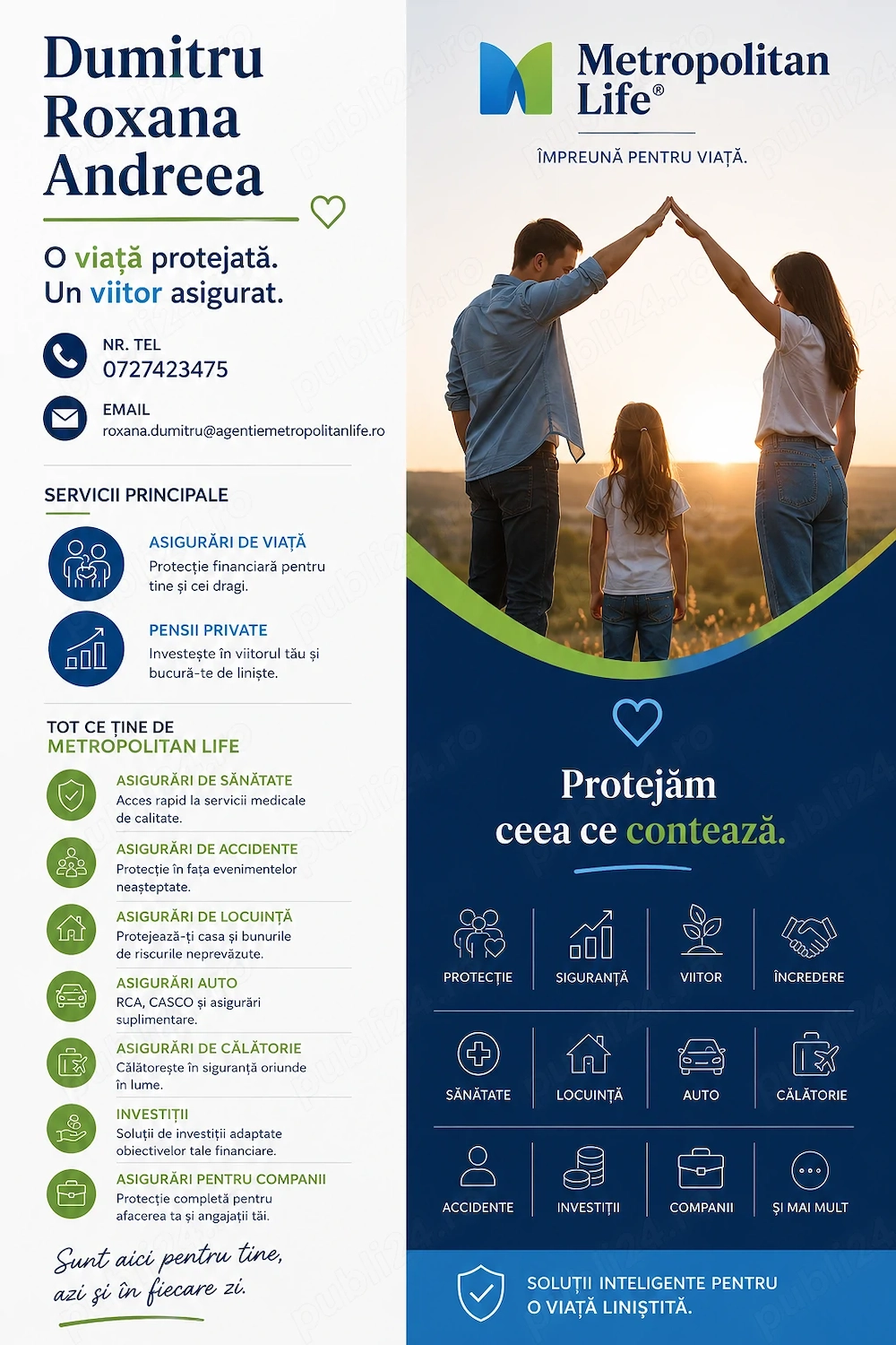 Ofer consultanta financiara in domeniul asigurărilor de viață, sanatate si pensiilor private.