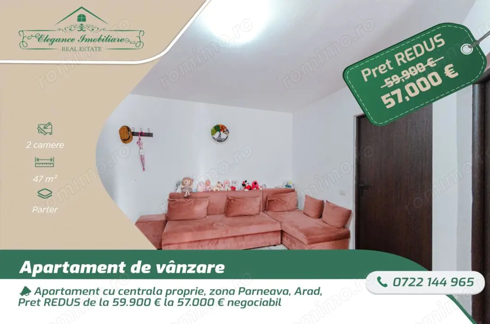 Apartament cu centrala proprie, zona Parneava, Arad