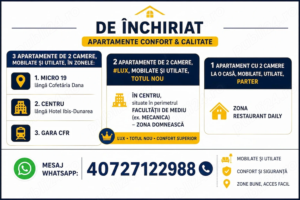 Apartament LUX 2 camere, TOTUL NOU, mobilat și utilat