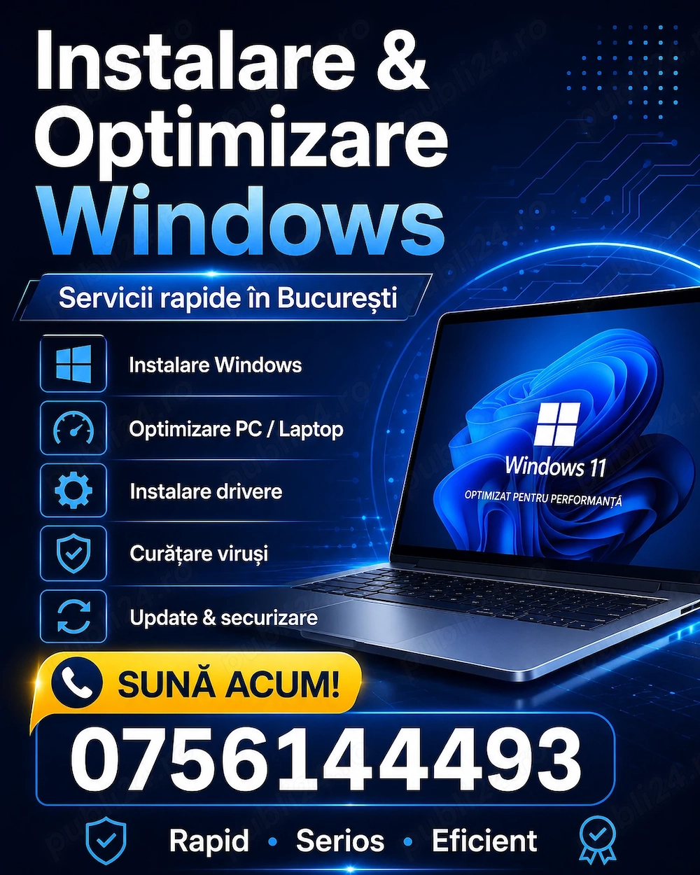 Ofer servicii reinstalare optimizare Windows