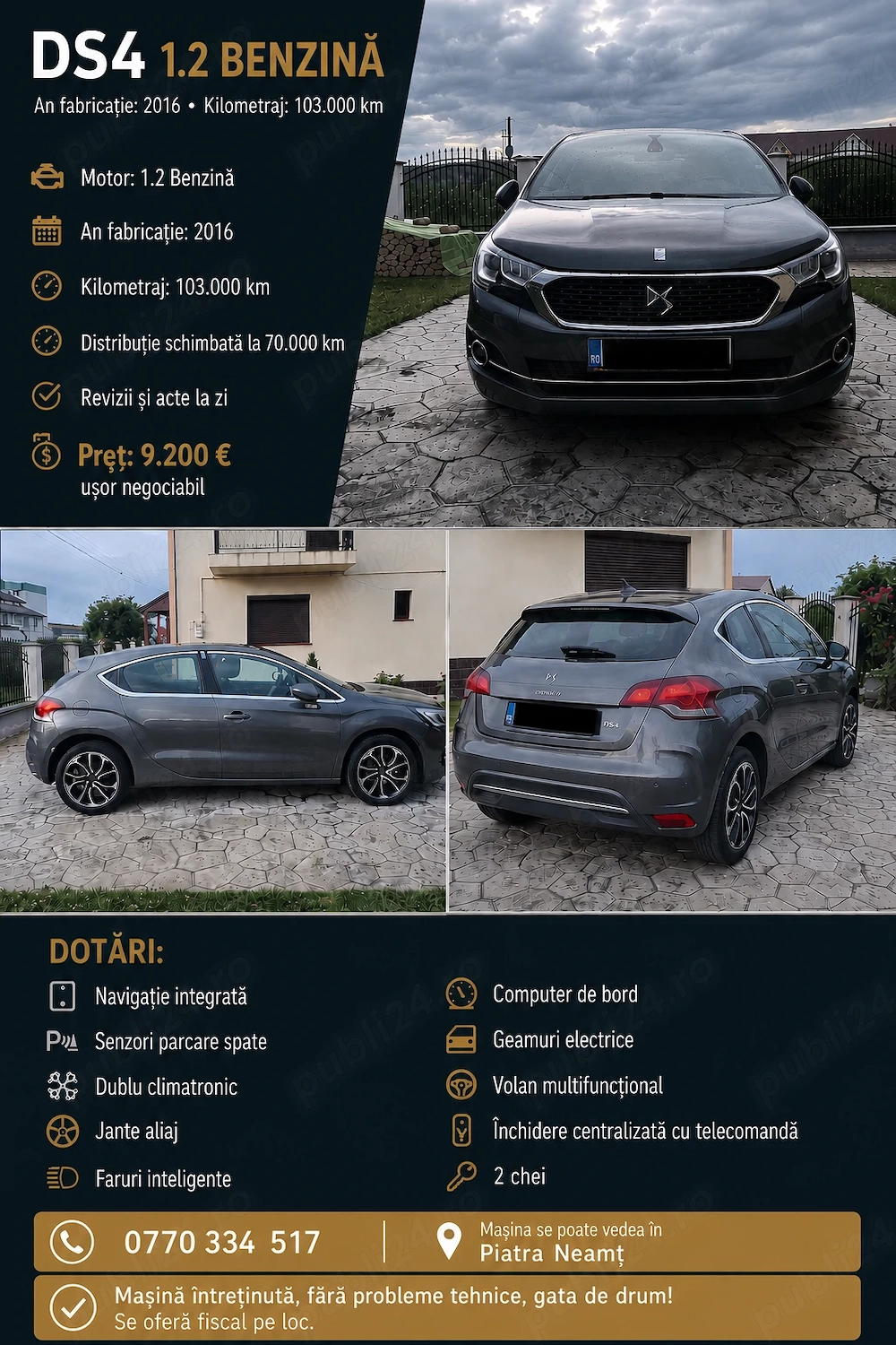 Vand DS4 benzina, an 2016, 103000 km