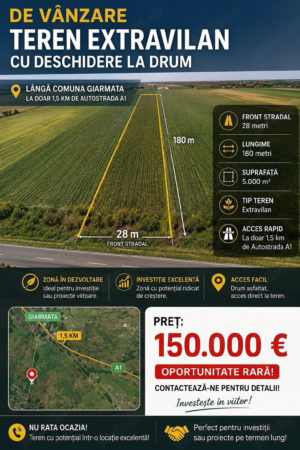 Teren de vanzare lângă autostrada 