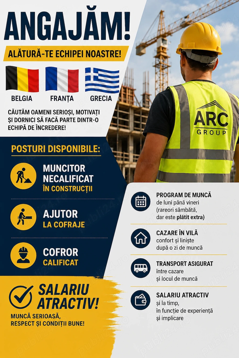 Muncitor construcții(ajutor,cofror sau șef de echipă)