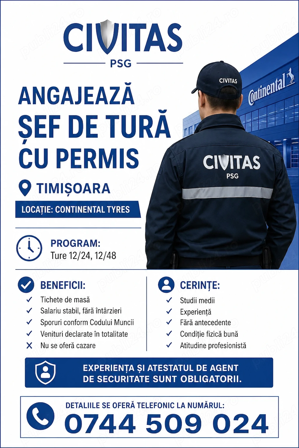 CIVITAS angajeaza Sef de tura cu permis in Timisoara