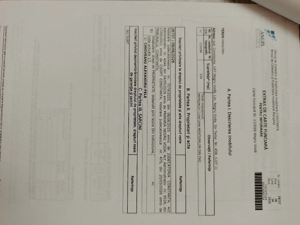 Teren de vânzare Negru Voda