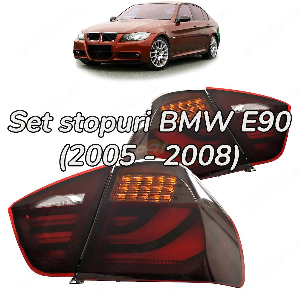 Stop stopuri triple BMW E90 NFL LED BAR rosu fumuriu NOU