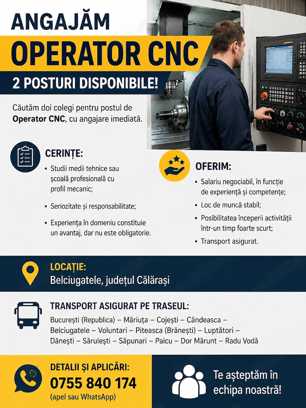 Operator CNC Belciugatele, Calarasi