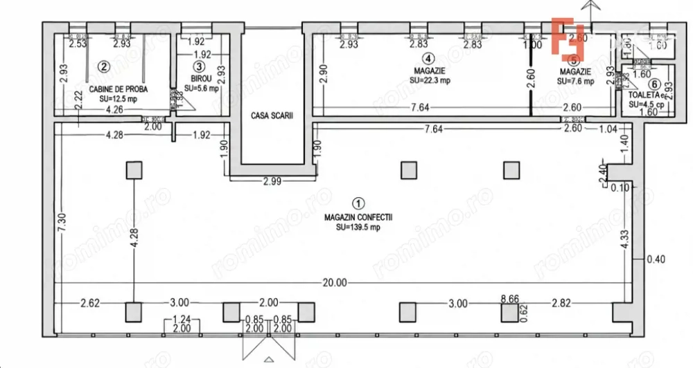 Spatiu comercial ultracentral de inchiriat, 200 mp utili, front stradal 22 ml