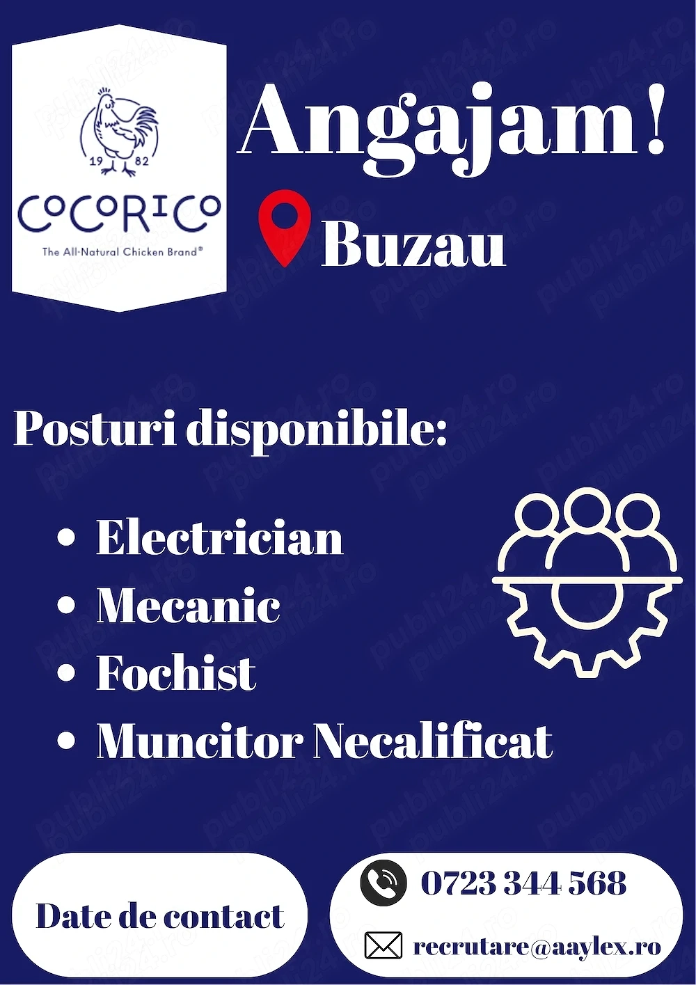 Angajam personal la punctul de lucru din Buzau!