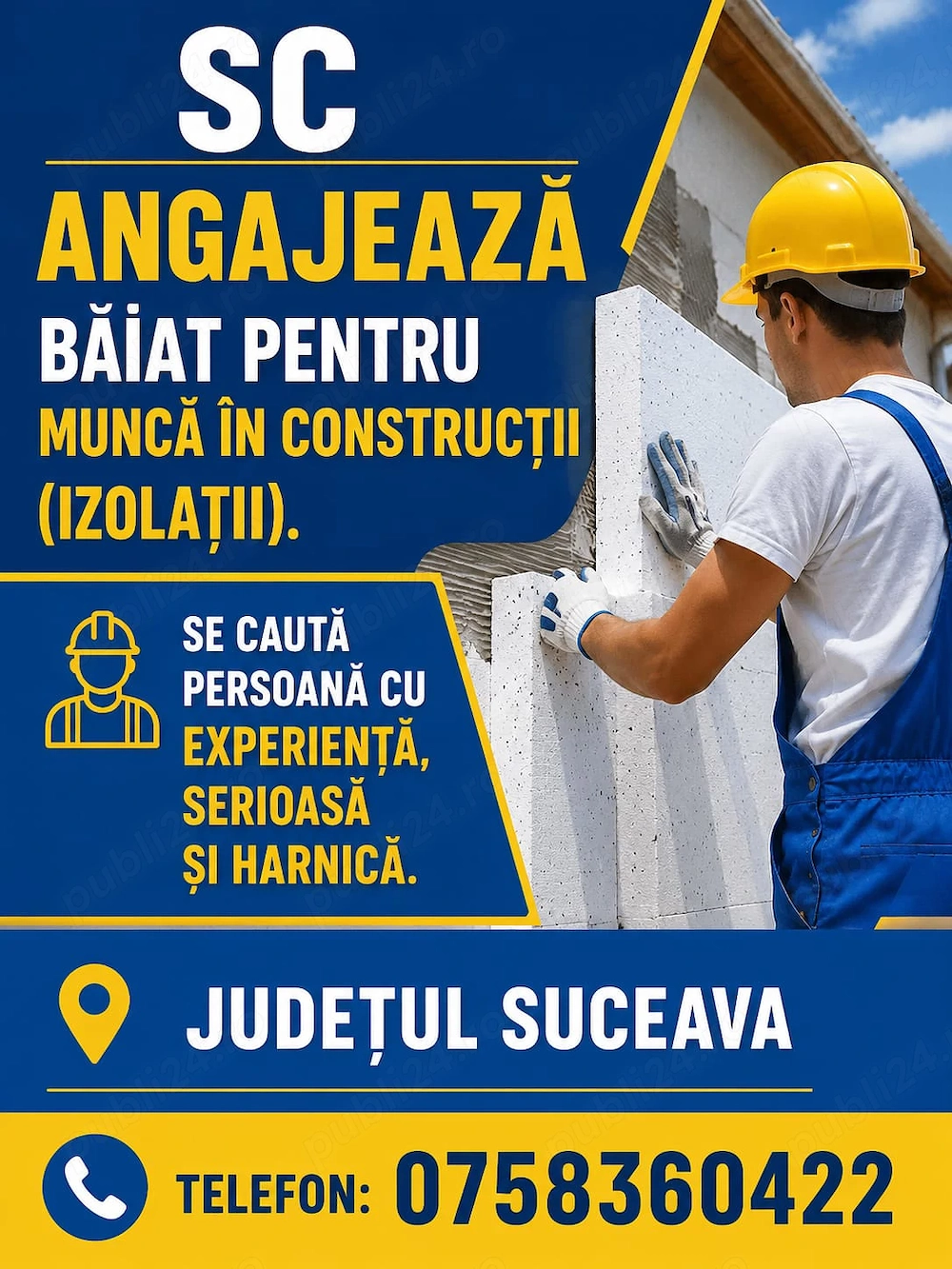 SC angajeaza baiat pt munca in constrctii