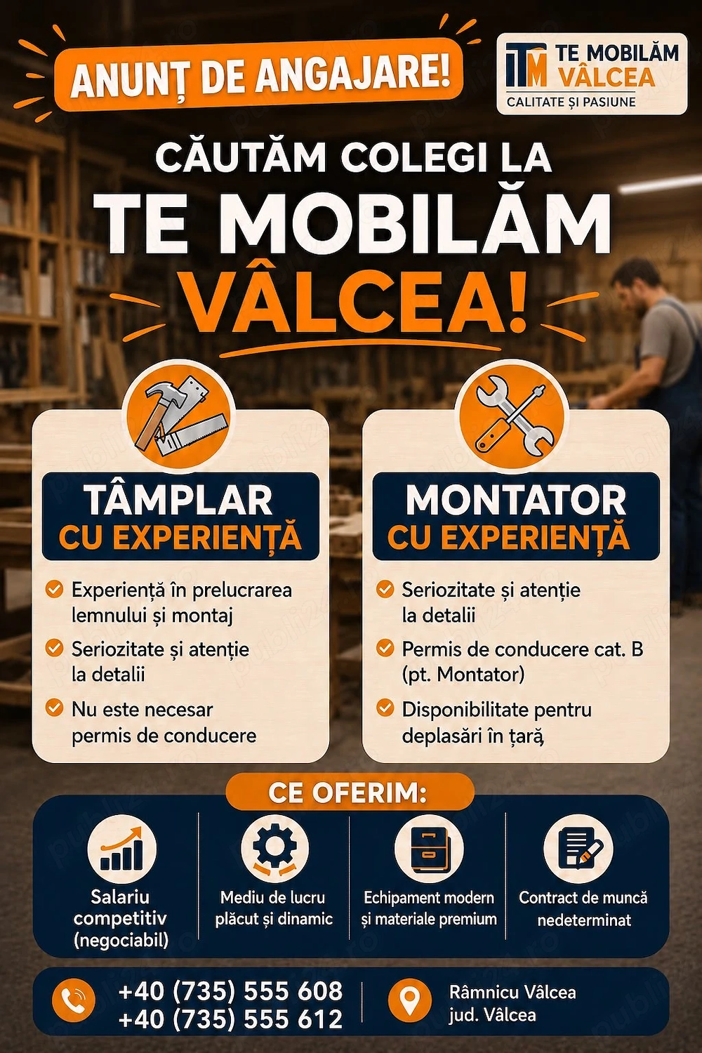 Angajam tâmplari cu experienta