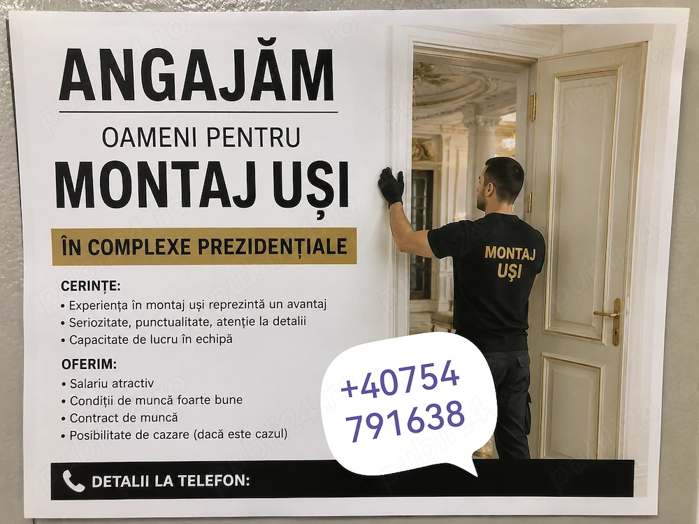 Angajam montator usi