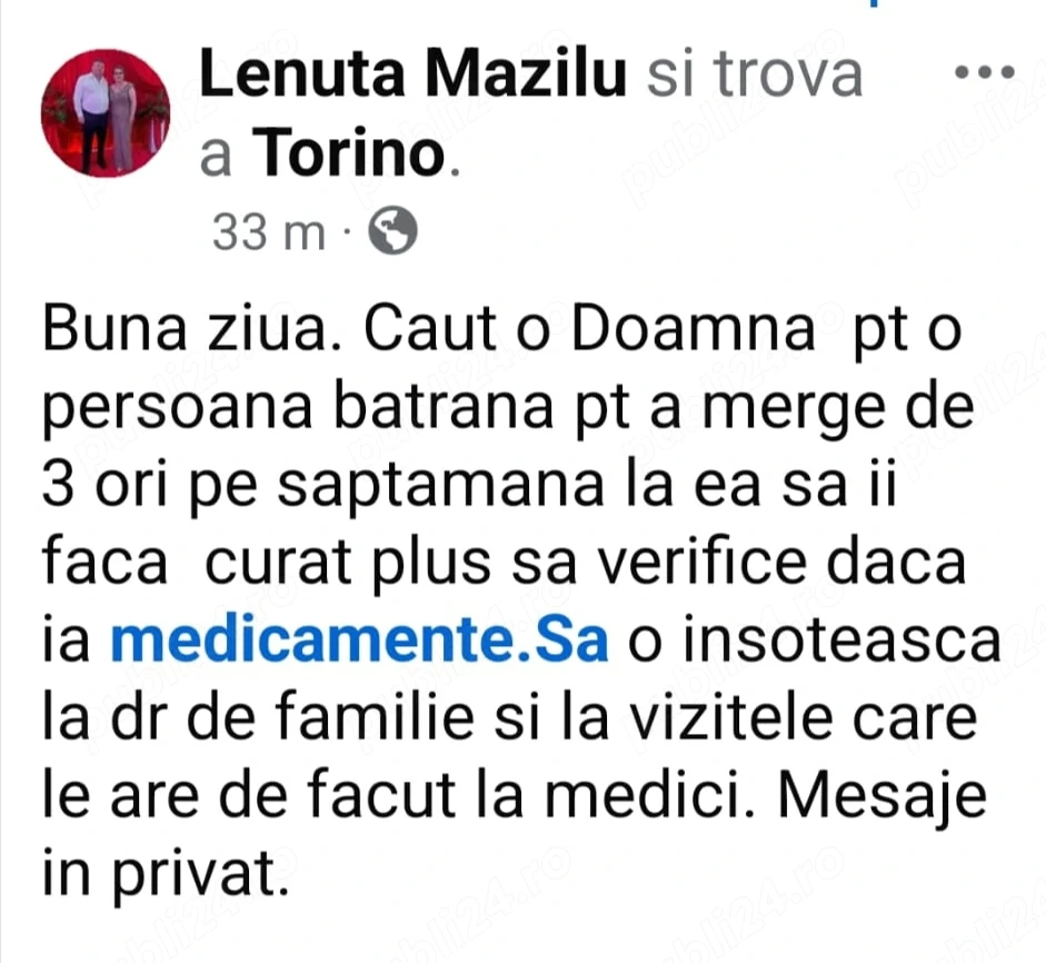 Îngrijitoare bătrâni la domiciliu