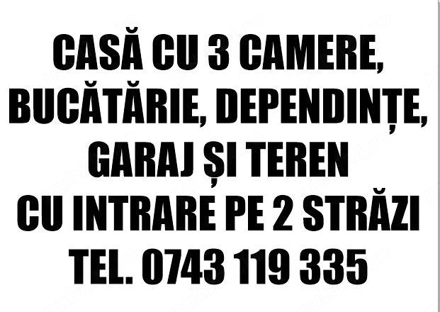 Casa 3 camere,dependinte, teren-intrare pe2 strazi in Tarnaveni-Centru