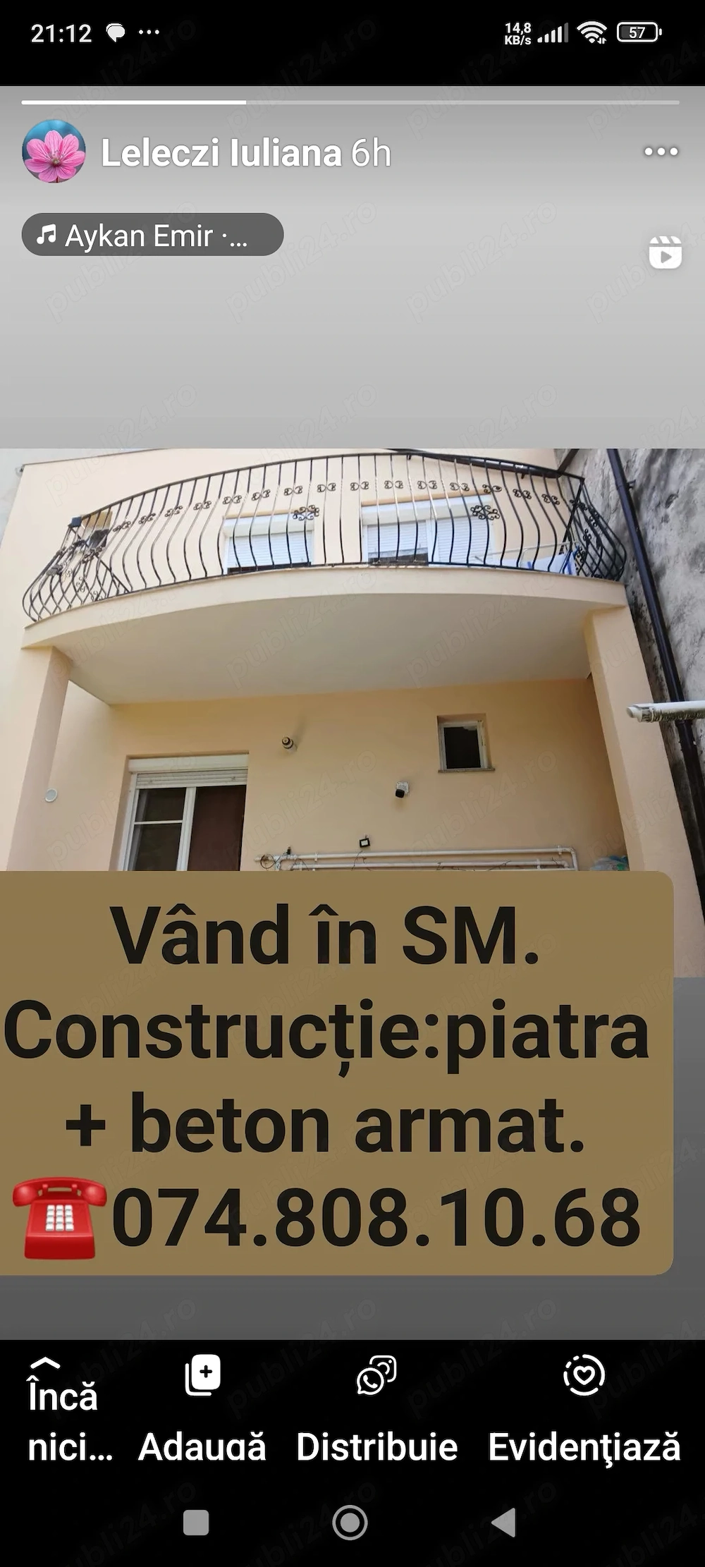 Vând imobil P+E in SM, fundație înaltă piatra și beton armat și construcție cărămidă 