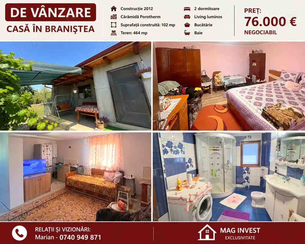 Casă individuală de vânzare în Braniștea - Teren 464 mp -76000 euro
