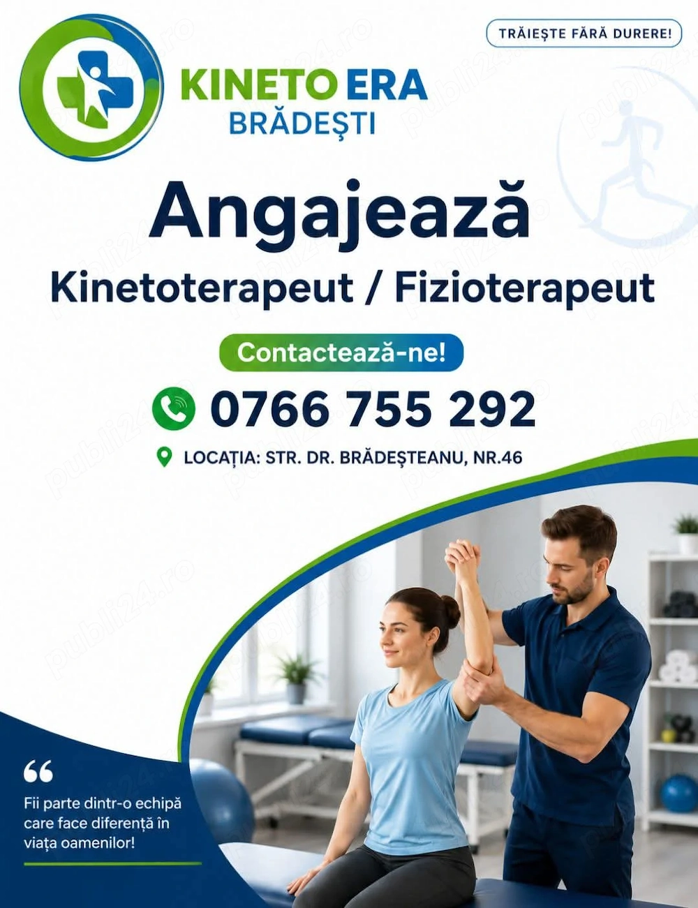 Kineto Era Brădești angajează kinetoterapeuți 