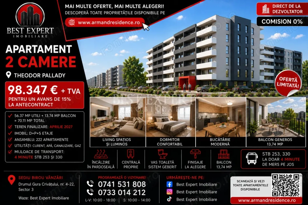 Apartament Nou 2 Camere | Încălzire în Pardoseală | Parcare Inclusa la Avans 50%