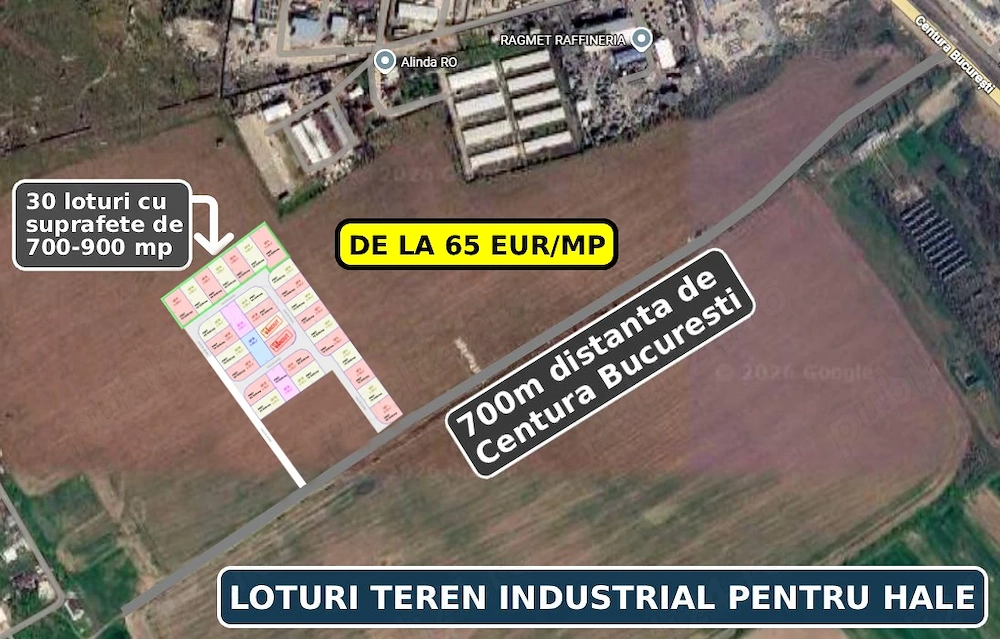 Loturi Teren Industrial Hale Bragadiru   700m de Centura București   A0   De la 65  mp