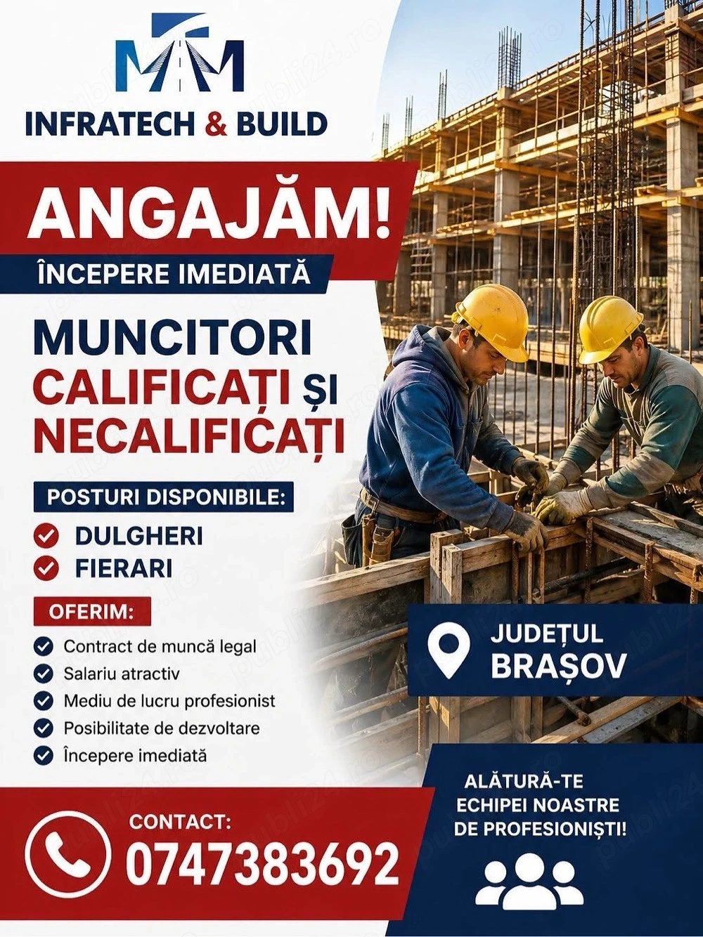 Angajam dulgheri si fierari si muncitori necalificati