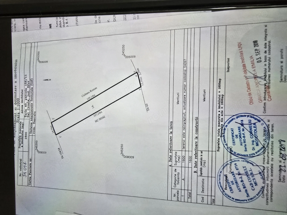 Teren de vânzare comuna Dascălu sat Creața