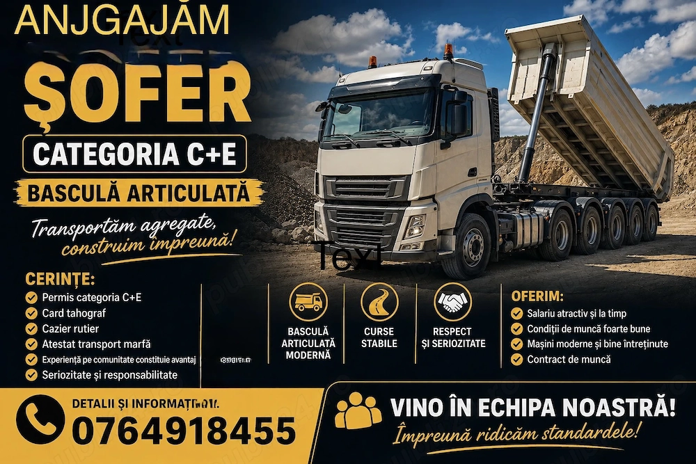 Angajam soferi categoria C+E !!!