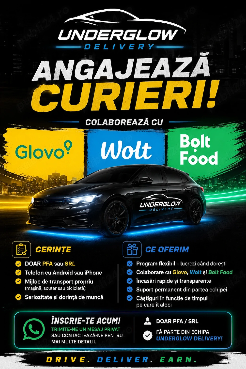 Curieri Glovo Wolt si Bo t Food