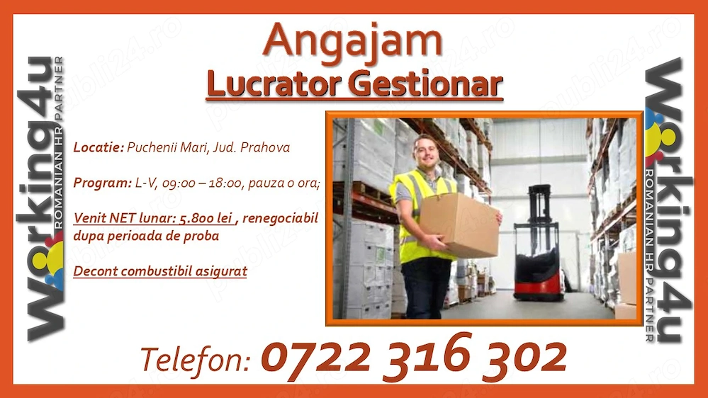 Lucrator Gestionar Depozit Seminte Prahova