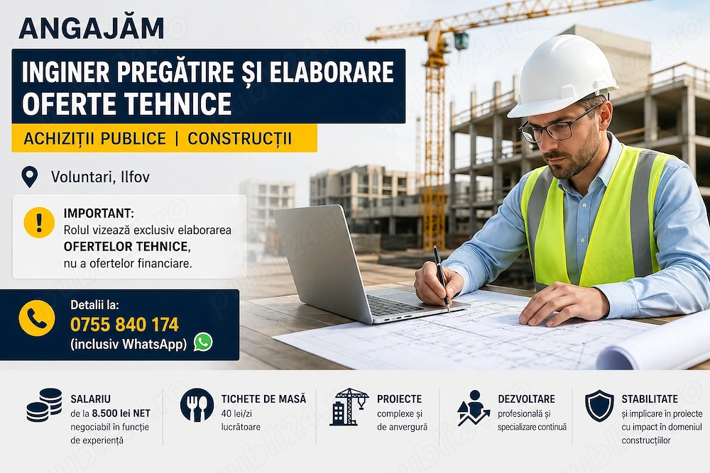 Angajam Inginer pregatire si elaborare oferte tehnice Voluntari