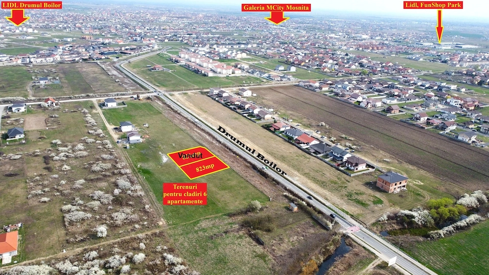 Teren pentru cladire cu 6ap - Acces la Drumul Boilor - Mosnita - 100e/mp+TVA